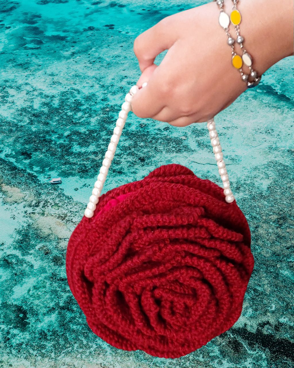 Luxury Crochet Rose Bag – Handmade Floral Purse with Custom Colors & Straps | Bridal Wedding Handbag, Party Clutch, Gift for Her