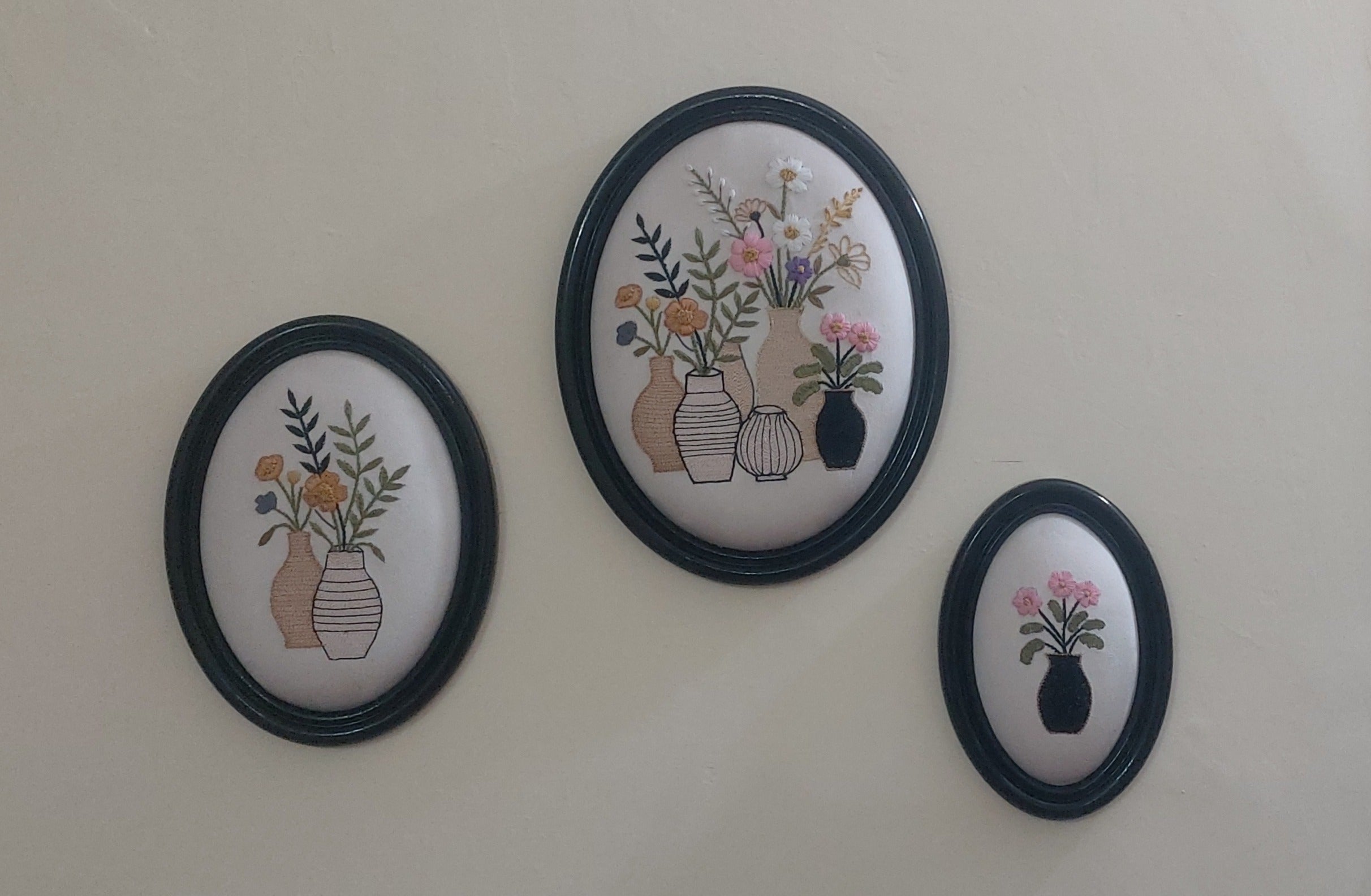 Aari Embroidered Wall Hanging Set of Vases