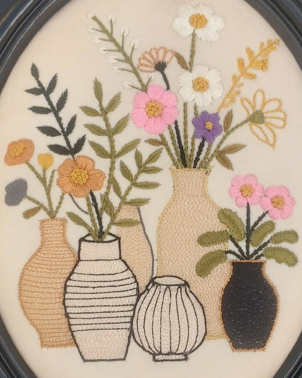 Aari Embroidered Wall Hanging Set of Vases