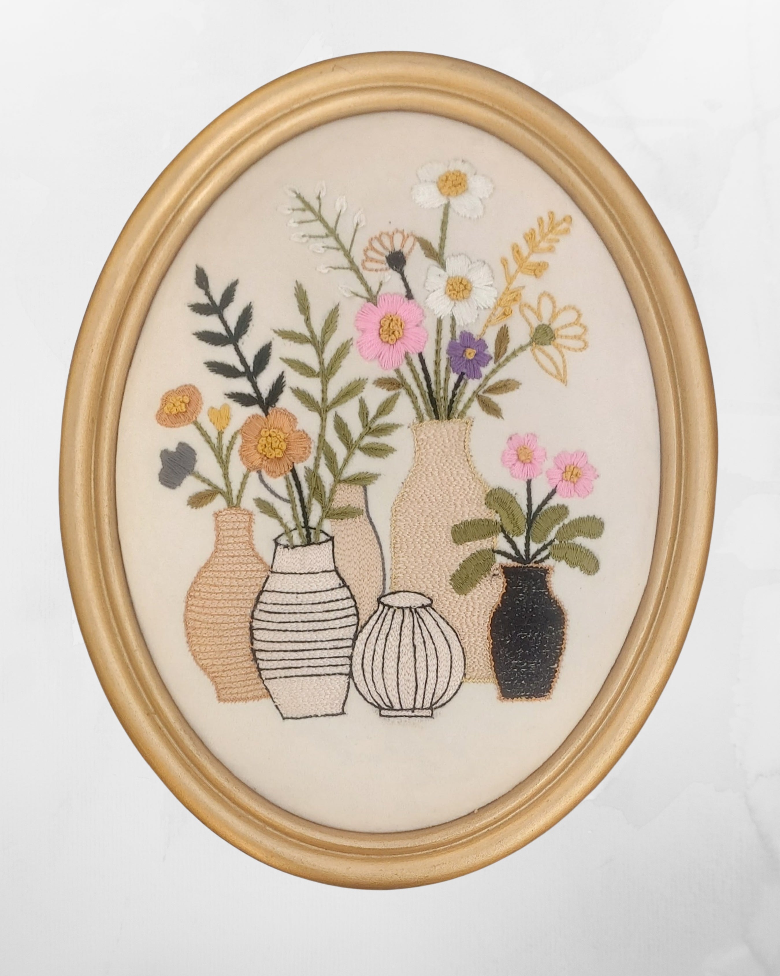 Aari Embroidered Wall Hanging Set of Vases