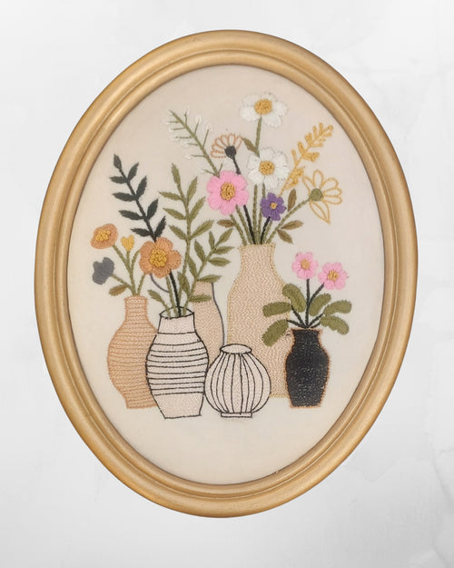 Aari Embroidered Wall Hanging Set of Vases