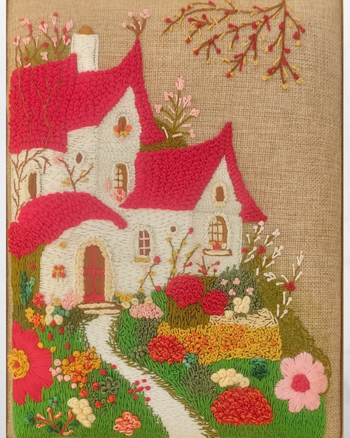 Aari Embroidered Wall Hanging Set of Sweet Homes