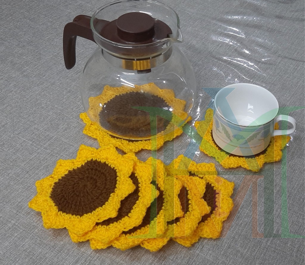 Hand-crafted crochet Tea / Water Trivets / Coasters with Tissue Box Cover