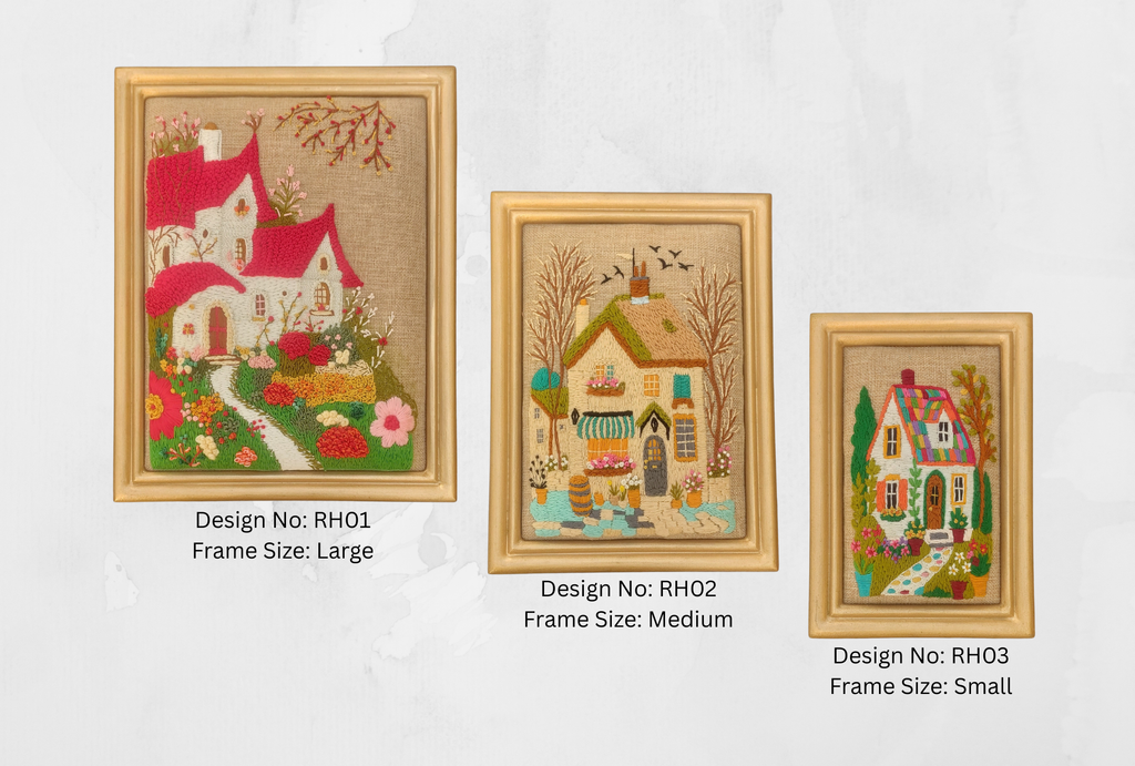 Aari Embroidered Wall Hanging Set of Sweet Homes